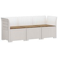 vidaXL 3-sits trädgårdsoffa med kuddar Rattan-look PP Vit