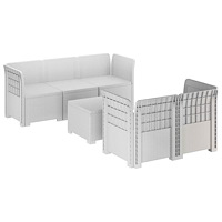 vidaXL 5-Sits Trädgårdsoffa Rattanlook PP Vit