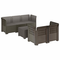 vidaXL 5-Sits Trädgårdsoffa Rattanlook PP Ljusgrå