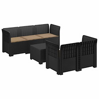 vidaXL 5-Sits Trädgårdsoffa med Kuddar Rattanlook PP Antracit