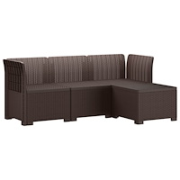 vidaXL 4-sits Trädgårdsoffa Rattan Look PP Brun