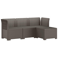 vidaXL 4-sits Trädgårdsoffa Rattan Look PP Ljusgrå