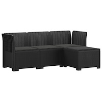 vidaXL 4-sits Trädgårdsoffa med Kuddar Rattan Look PP Antracit