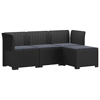 vidaXL 4-sits Trädgårdsoffa med Kuddar Rattan Look PP Antracit