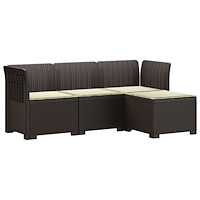 vidaXL 4-sits Trädgårdsoffa med Kuddar Rattan Look PP Brun