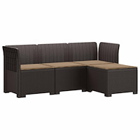 vidaXL 4-sits Trädgårdsoffa med Kuddar Rattan Look PP Brun
