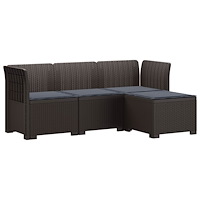 vidaXL 4-sits Trädgårdsoffa med Kuddar Rattan Look PP Brun