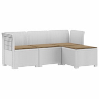 vidaXL 4-sits Trädgårdsoffa med Kuddar Rattan Look PP Vit