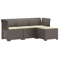vidaXL 4-sits Trädgårdsoffa med Kuddar Rattan Look PP Ljusgrå