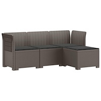 vidaXL 4-sits Trädgårdsoffa med Kuddar Rattan Look PP Ljusgrå