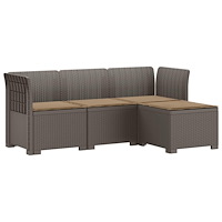 vidaXL 4-sits Trädgårdsoffa med Kuddar Rattan Look PP Ljusgrå