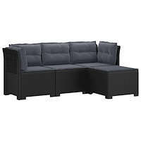 vidaXL 4-sits Trädgårdsoffa med Kuddar Rattan Look PP Antracit