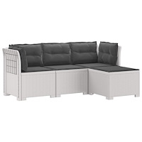 vidaXL 4-sits Trädgårdsoffa med Kuddar Rattan Look PP Vit