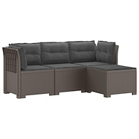 vidaXL 4-sits Trädgårdsoffa med Kuddar Rattan Look PP Ljusgrå