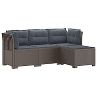 vidaXL 4-sits Trädgårdsoffa med Kuddar Rattan Look PP Ljusgrå