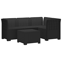 vidaXL 4-sits Trädgårdsoffa Rattan Look PP Antracit