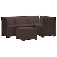vidaXL 4-sits Trädgårdsoffa Rattan Look PP Brun