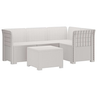 vidaXL 4-sits Trädgårdsoffa Rattan Look PP Vit