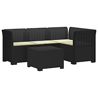 vidaXL 4-sits Trädgårdsoffa med Kuddar Rattan Look PP Antracit