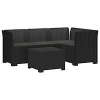 vidaXL 4-sits Trädgårdsoffa med Kuddar Rattan Look PP Antracit