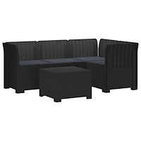 vidaXL 4-sits Trädgårdsoffa med Kuddar Rattan Look PP Antracit