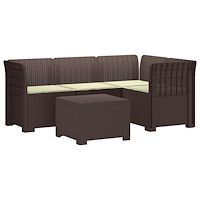 vidaXL 4-sits Trädgårdsoffa med Kuddar Rattan Look PP Brun