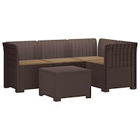 vidaXL 4-sits Trädgårdsoffa med Kuddar Rattan Look PP Brun