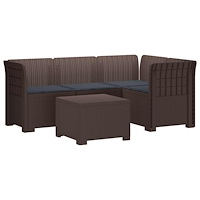 vidaXL 4-sits Trädgårdsoffa med Kuddar Rattan Look PP Brun