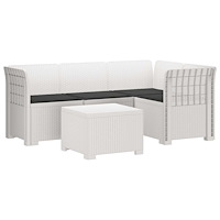 vidaXL 4-sits Trädgårdsoffa med Kuddar Rattan Look PP Vit