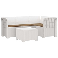 vidaXL 4-sits Trädgårdsoffa med Kuddar Rattan Look PP Vit