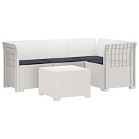 vidaXL 4-sits Trädgårdsoffa med Kuddar Rattan Look PP Vit
