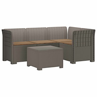 vidaXL 4-sits Trädgårdsoffa med Kuddar Rattan Look PP Ljusgrå
