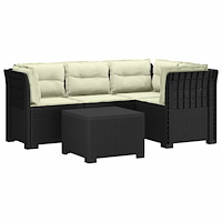 vidaXL 4-sits Trädgårdsoffa med Kuddar Rattan Look PP Antracit
