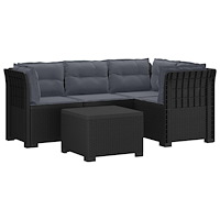 vidaXL 4-sits Trädgårdsoffa med Kuddar Rattan Look PP Antracit