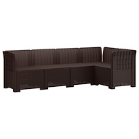 vidaXL 5-Sits Trädgårdsoffa Rattanlook PP Brun