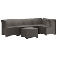 vidaXL 5-Sits Trädgårdsoffa Rattanlook PP Ljusgrå