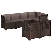 vidaXL 7-sits Soffa för Trädgård Rattanlook PP Brun