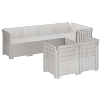 vidaXL 7-sits Soffa för Trädgård Rattanlook PP Vit