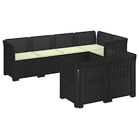 vidaXL 7-sits Soffa med Kuddar Rattanlook PP Antracit