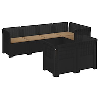 vidaXL 7-sits Soffa med Kuddar Rattanlook PP Antracit