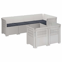 vidaXL 7-sits Soffa med Kuddar Rattanlook PP Vit