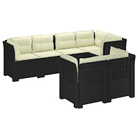 vidaXL 7-sits Soffa med Kuddar Rattanlook PP Antracit