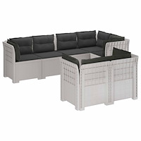 vidaXL 7-sits Soffa med Kuddar Rattanlook PP Vit