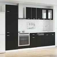 vidaXL Köksenhet Lyon 8 pcs Svart ek Konstruerat trä