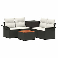 vidaXL Soffset 6 pcs 4-Antal sittplatser Svart och krämvit