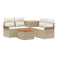 vidaXL Soffset 6 st 4-Antal sittplatser Beige och krämvit