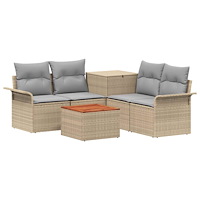 vidaXL Soffset 6 pcs 4-Antal sittplatser Beige och Ljusgrå
