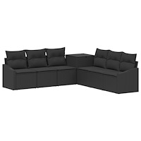 vidaXL Soffset 7 pcs Svart Poly Rattan och stål