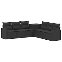 vidaXL Soffset 7 pcs Svart Poly Rattan och stål