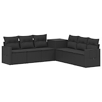 vidaXL Soffset 7 pcs Svart Poly Rattan och stål